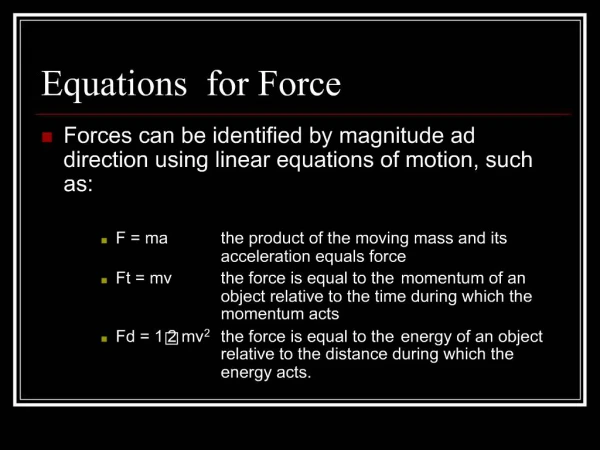 Equations for Force