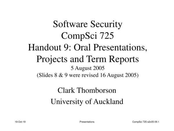 Clark Thomborson University of Auckland