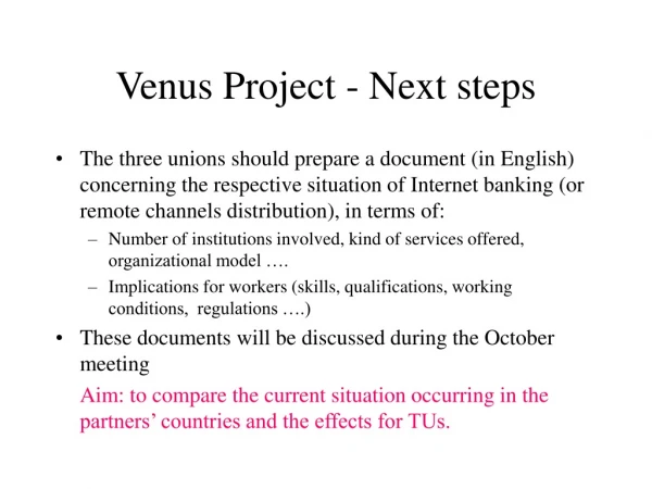 Venus Project - Next steps