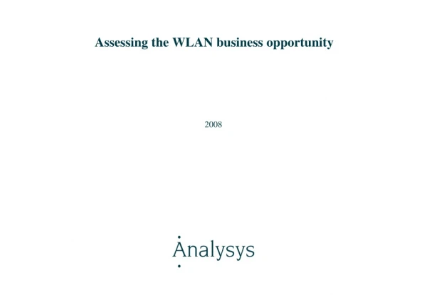 Assessing the WLAN business opportunity