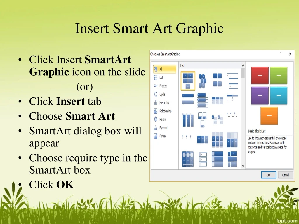 insert smart art graphic