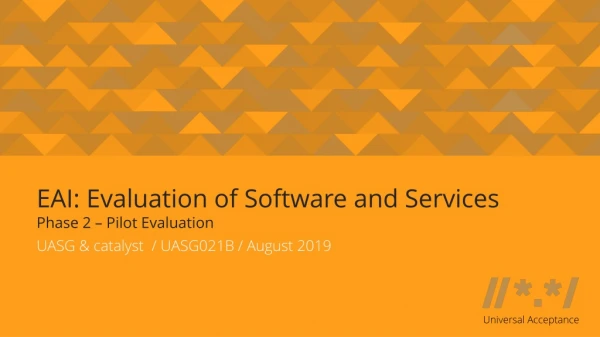 EAI: Evaluation of Software and Services Phase 2 – Pilot Evaluation
