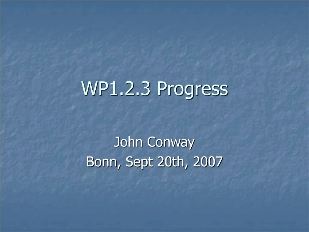 wp1 2 3 progress