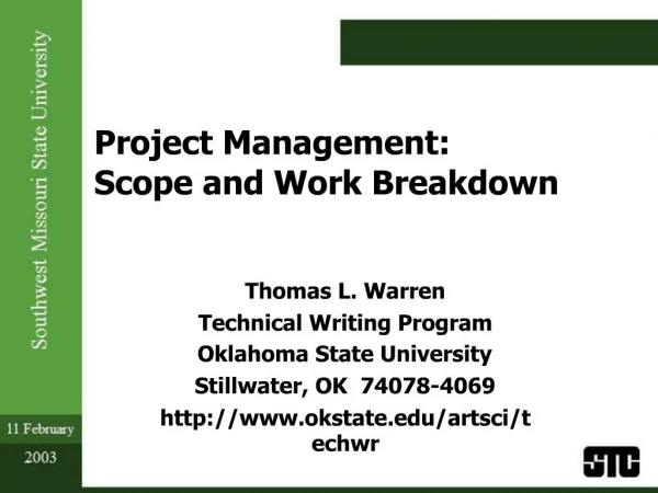 Project Management: Scope and Work Breakdown