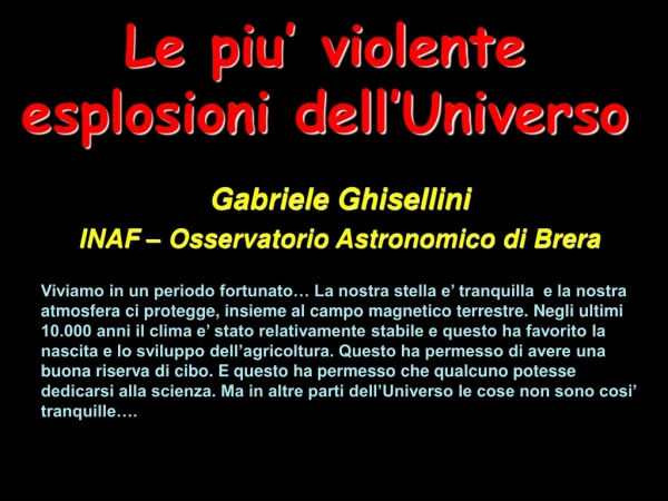 Le piu’ violente esplosioni dell’Universo