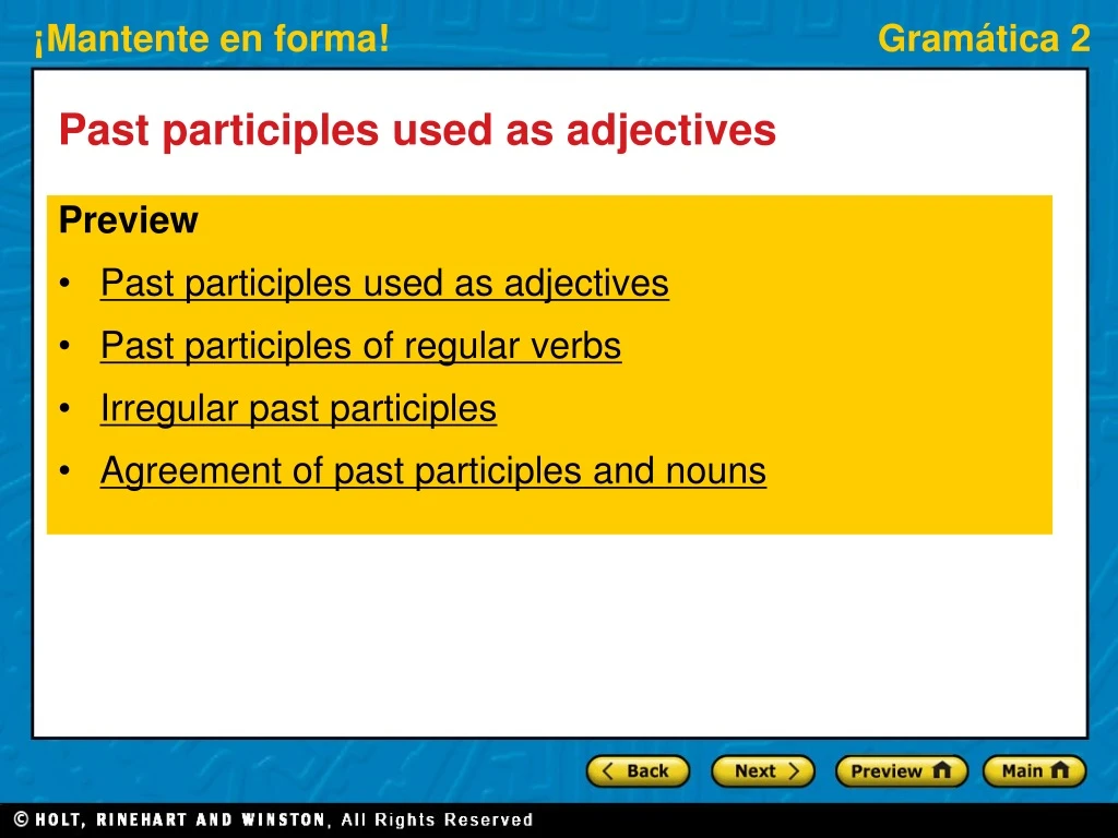 past participles used as adjectives