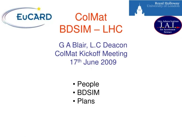 ColMat BDSIM – LHC