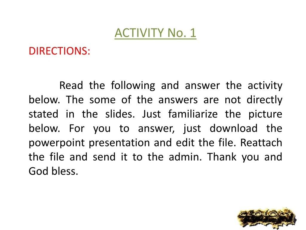 activity no 1 directions read the following