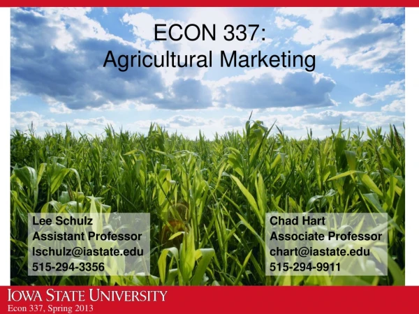 ECON 337: Agricultural Marketing