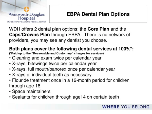 EBPA Dental Plan Options