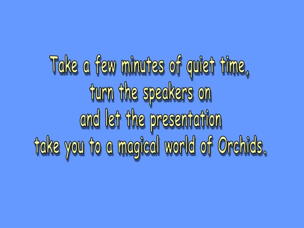 Take a few minutes of quiet time, turn the speakers on and let the presentation