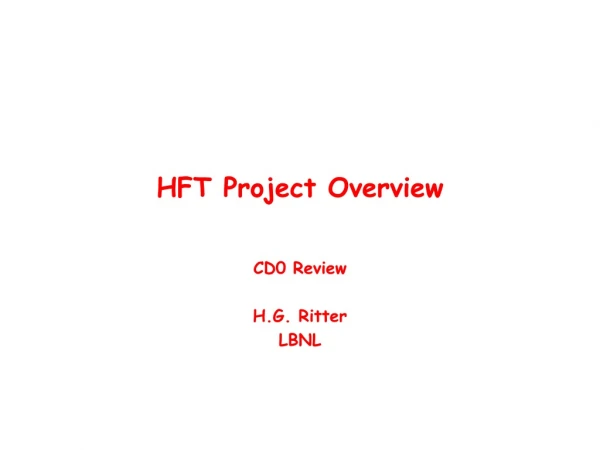 HFT Project Overview
