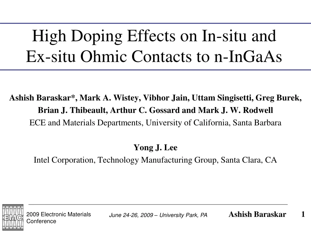 high doping effects on in situ and ex situ ohmic contacts to n ingaas