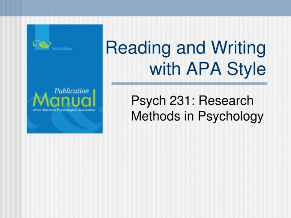 Reading and Writing with APA Style