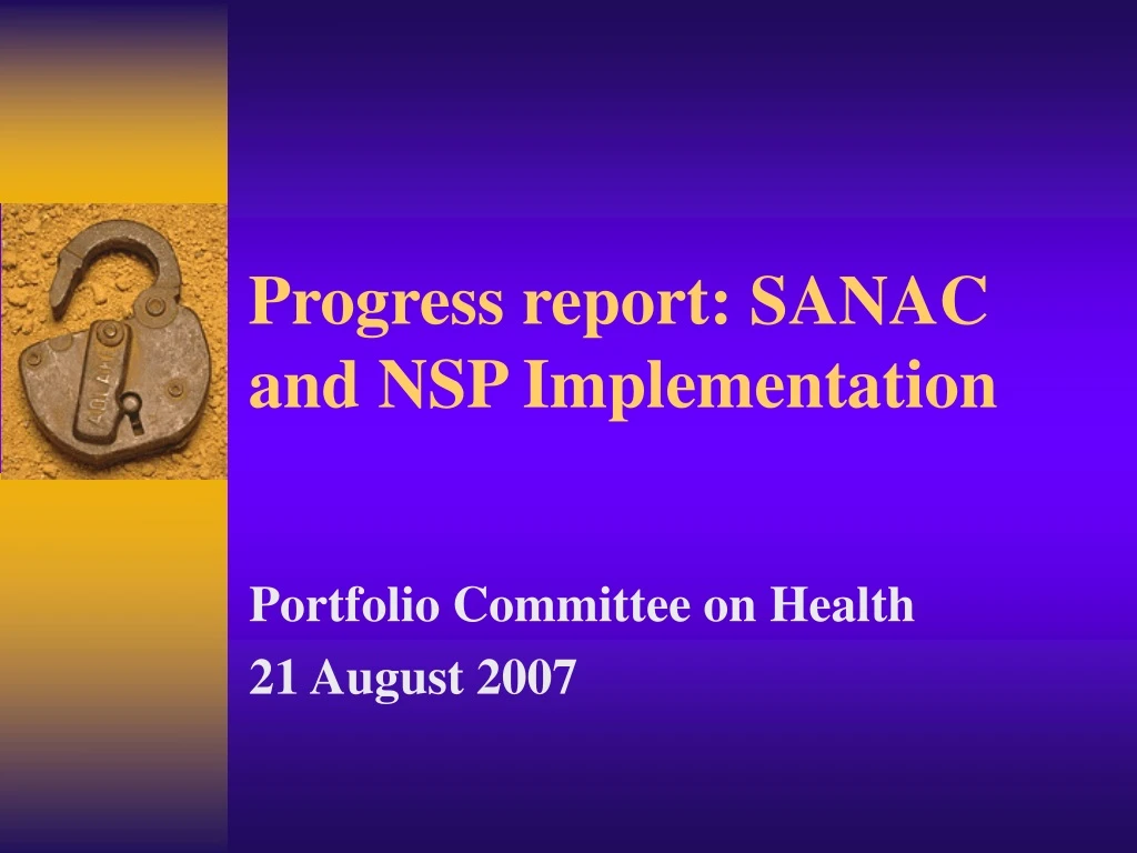 progress report sanac and nsp implementation