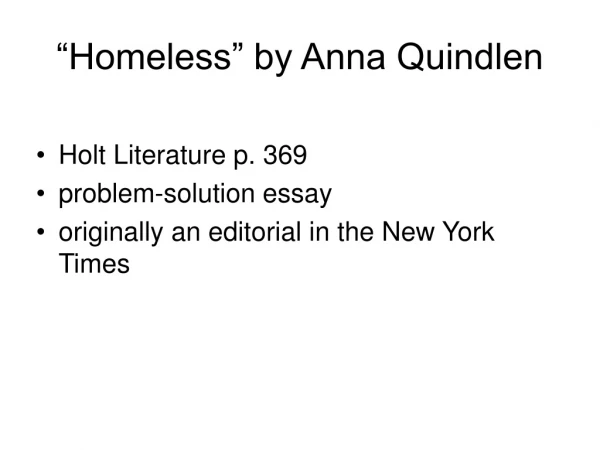 “Homeless” by Anna Quindlen