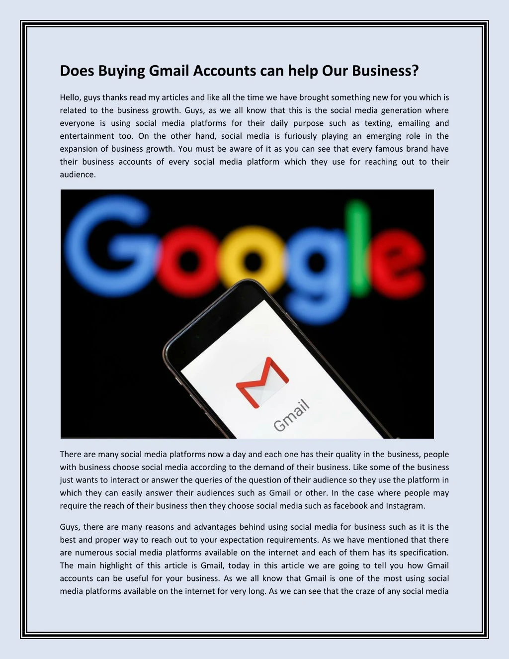 does buying gmail accounts can help our business