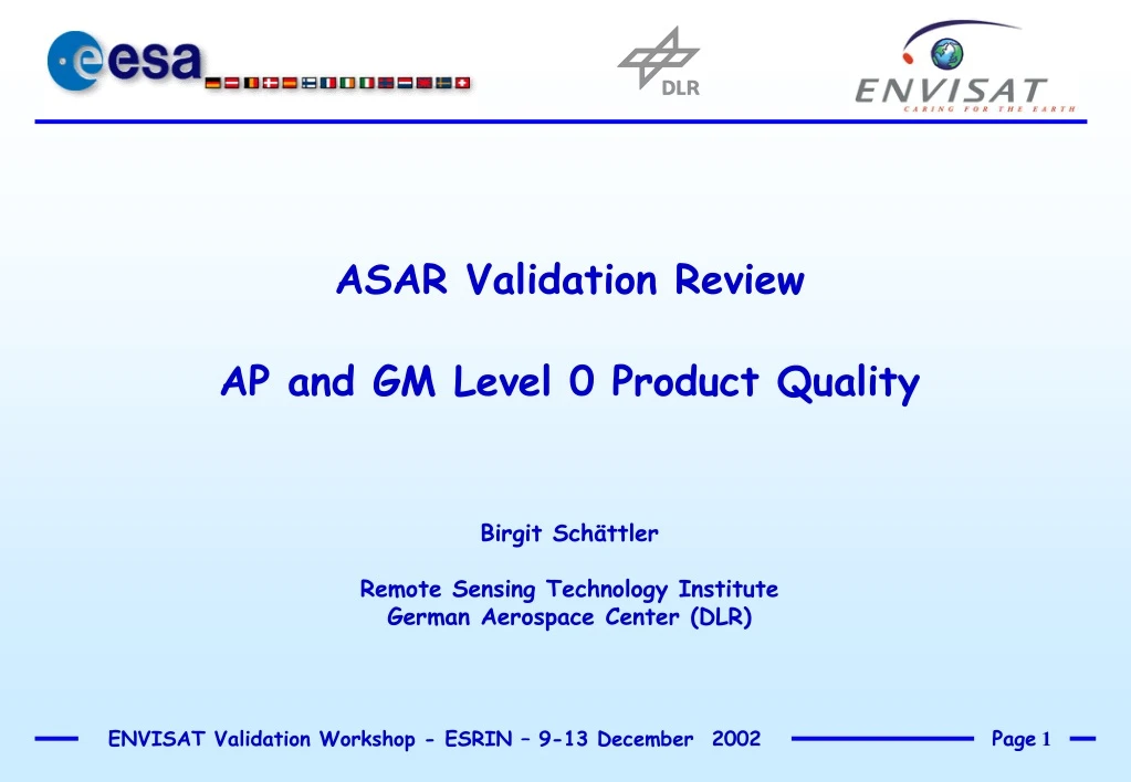 asar validation review ap and gm level 0 product