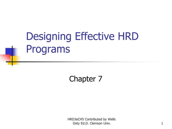 Designing Effective HRD Programs