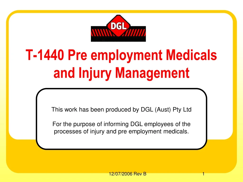 t 1440 pre employment medicals and injury management