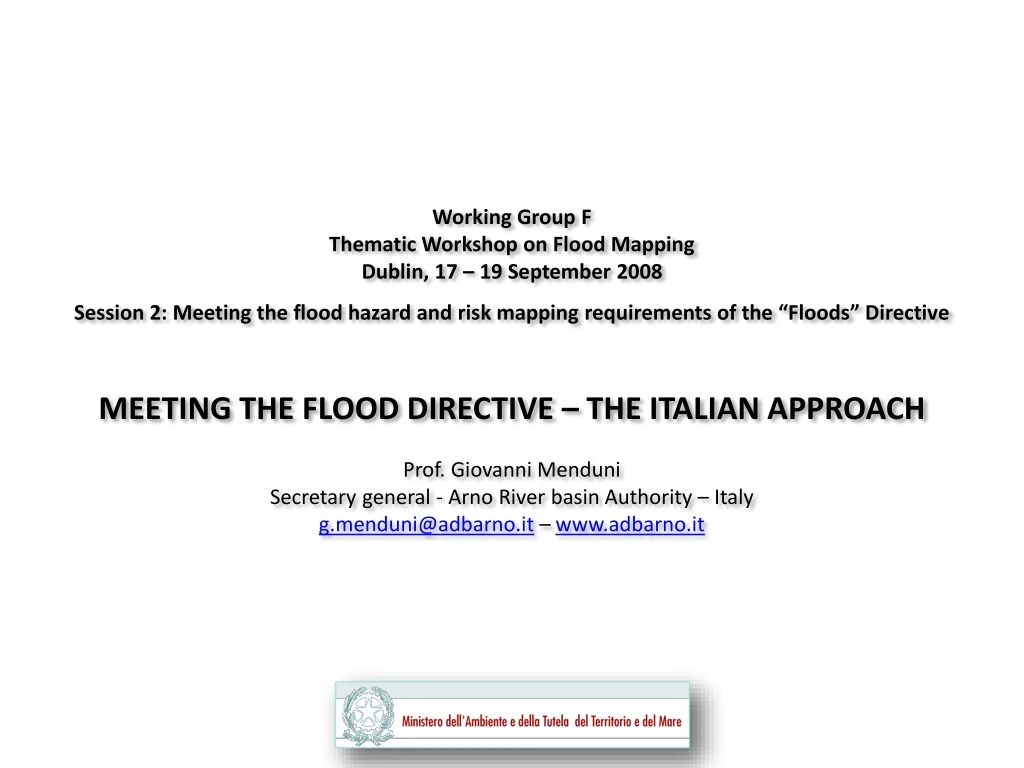 working group f thematic workshop on flood