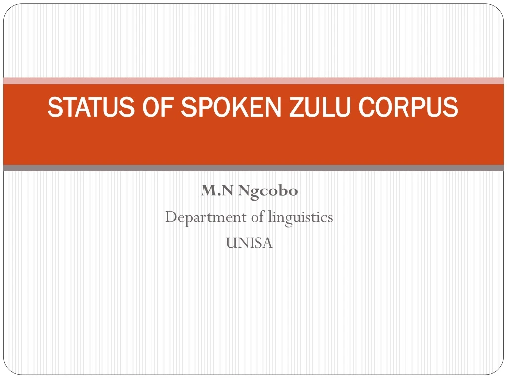 status of spoken zulu corpus