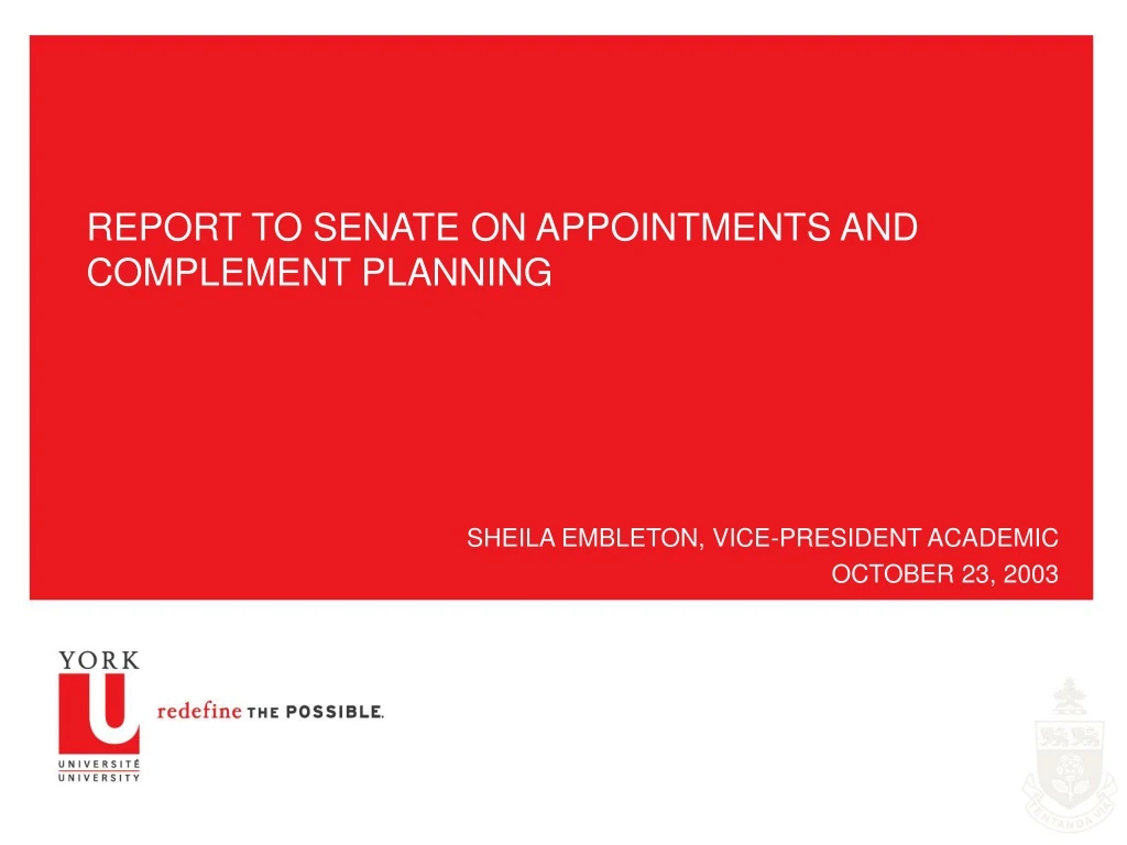 report to senate on appointments and complement planning