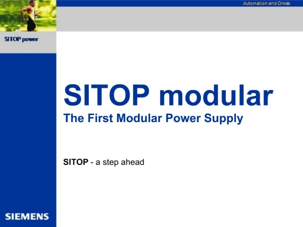 SITOP modular The First Modular Power Supply