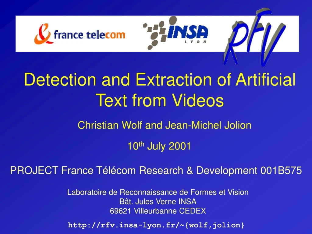 detection and extraction of artificial text from