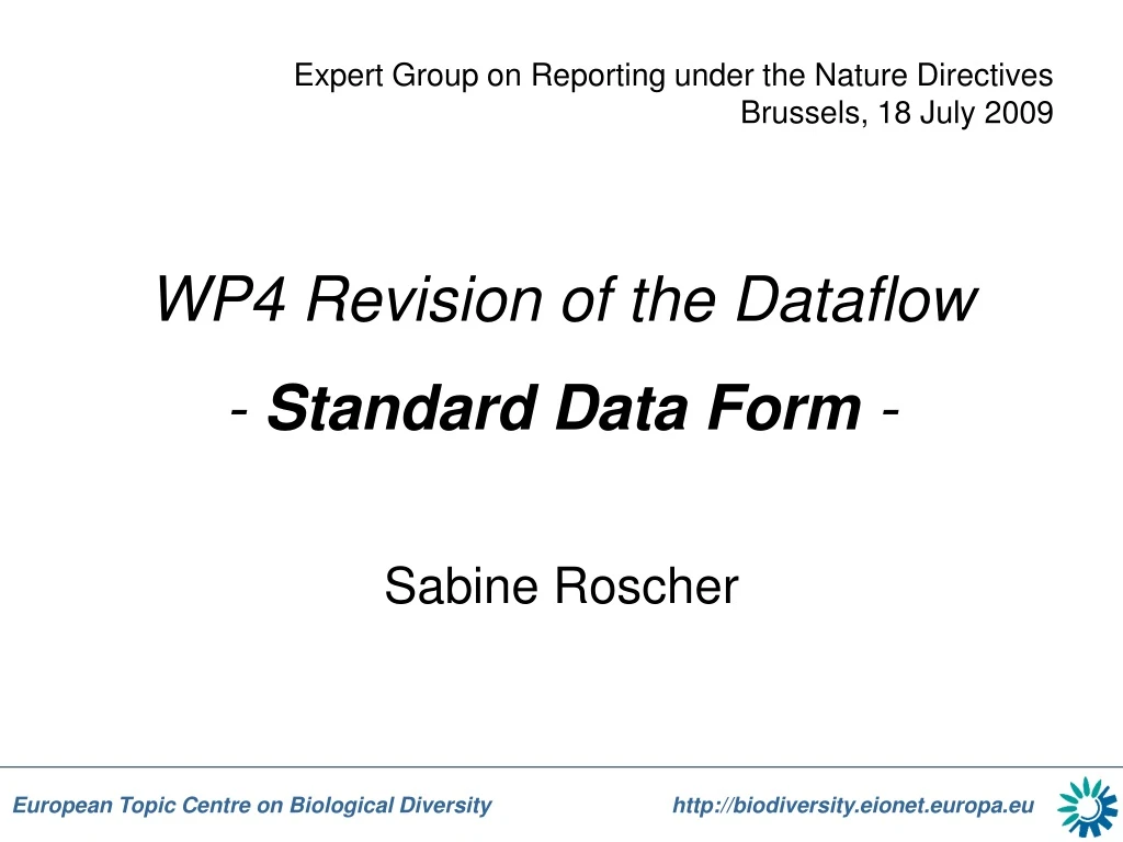 wp4 revision of the dataflow standard data form
