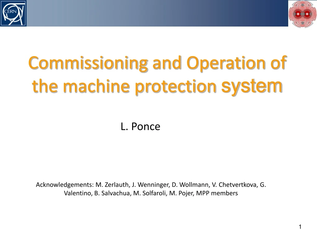 commissioning and operation of the machine