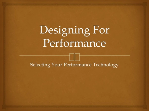 Designing For Performance