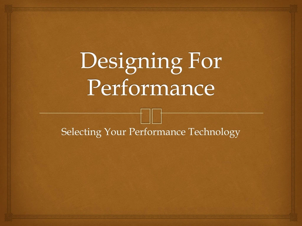 designing for performance