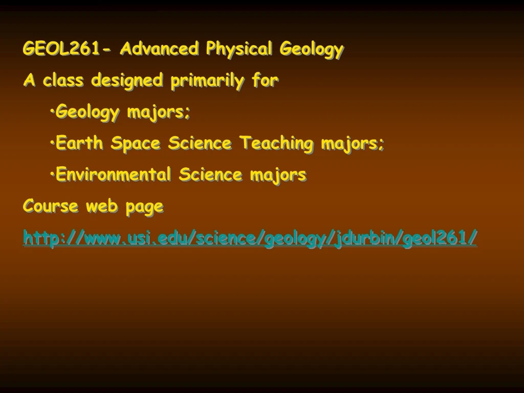 geol261 advanced physical geology a class