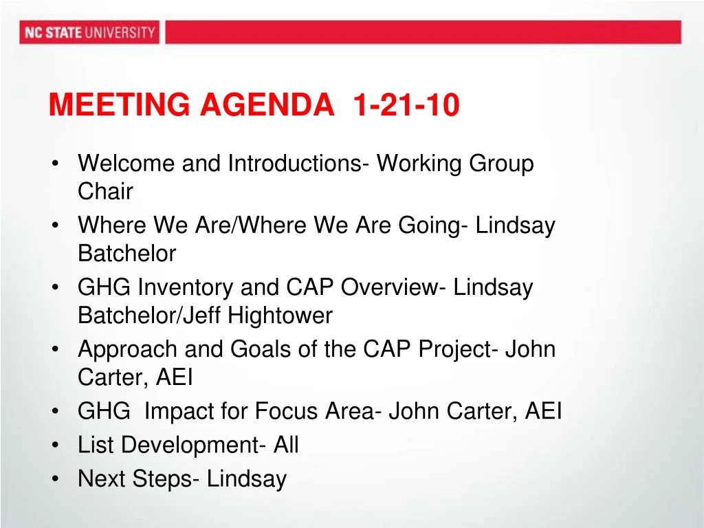 meeting agenda 1 21 10