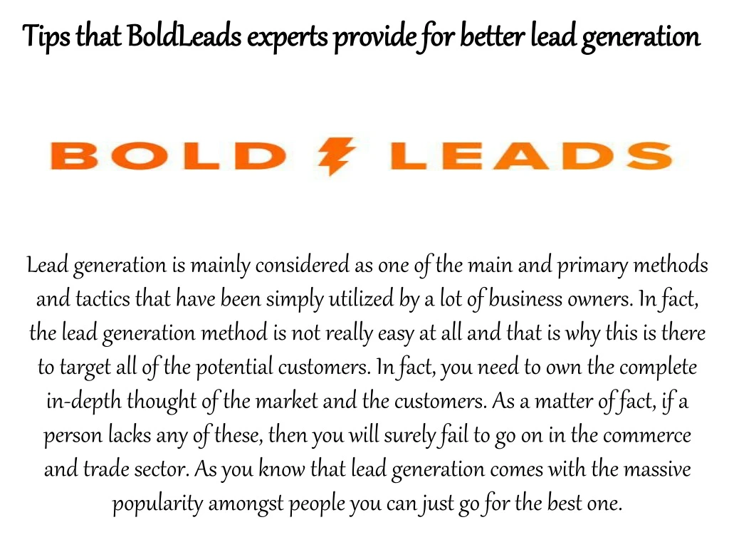 tips that tips that boldleads boldleads experts