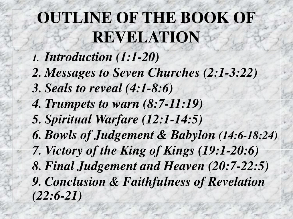 PPT OUTLINE OF THE BOOK OF REVELATION PowerPoint Presentation Free   Outline Of The Book Of Revelation N 