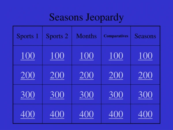 Seasons Jeopardy