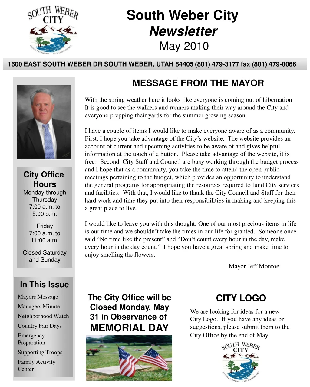 south weber city newsletter may 2010