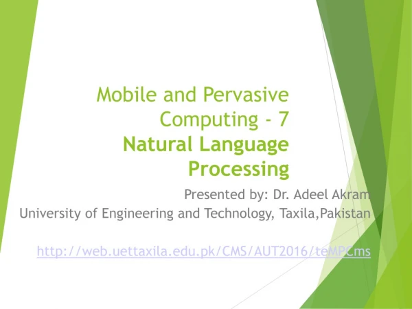 Mobile and Pervasive Computing - 7 Natural Language Processing