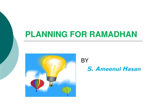 PLANNING FOR RAMADHAN