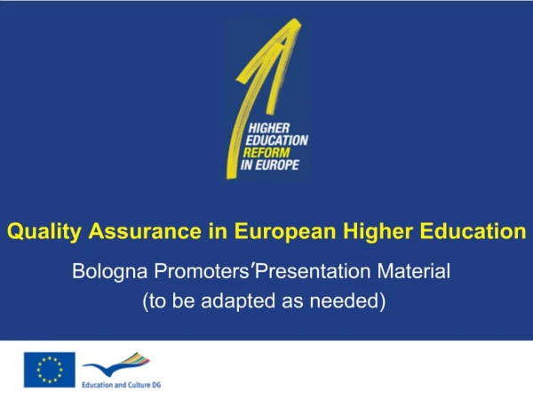 Quality Assurance in European Higher Education