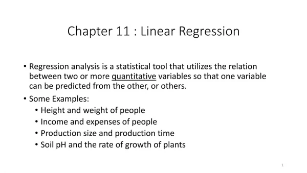 Chapter 11 : Linear Regression