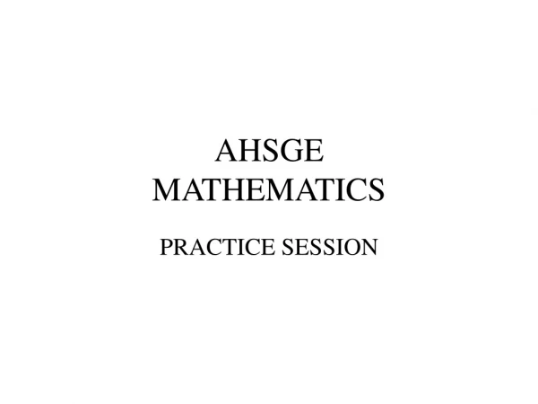 AHSGE MATHEMATICS