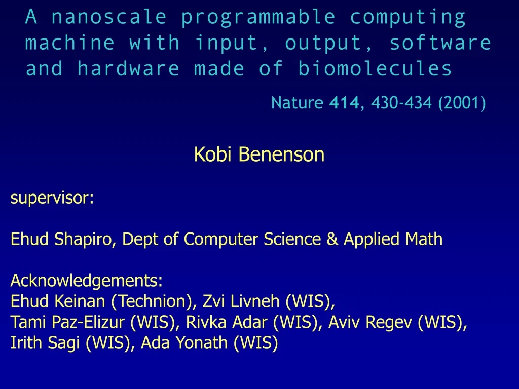 a nanoscale programmable computing machine with