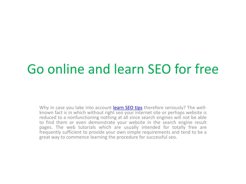 go online and learn seo for free