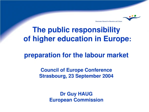 The public responsibility of higher education in Europe : preparation for the labour market