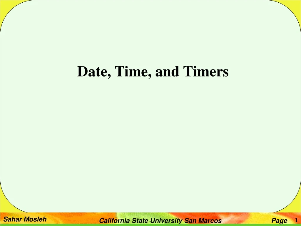date time and timers