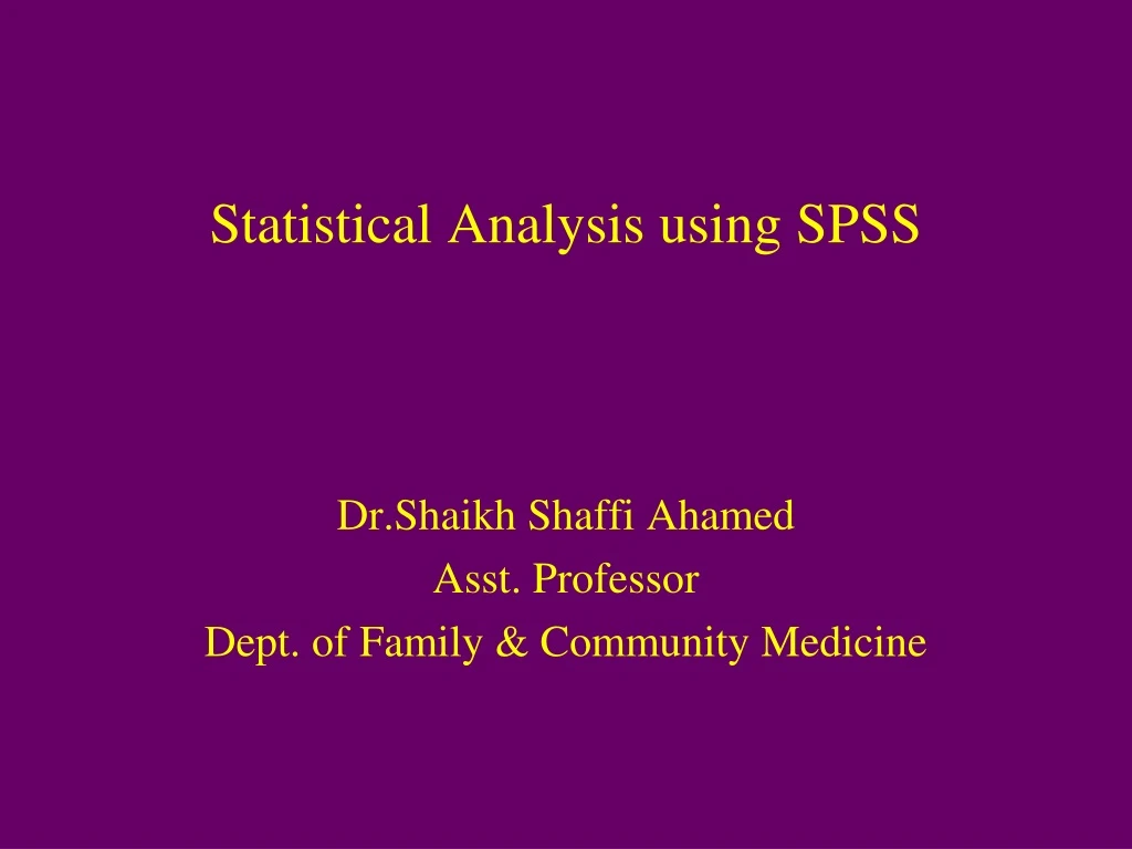 statistical analysis using spss