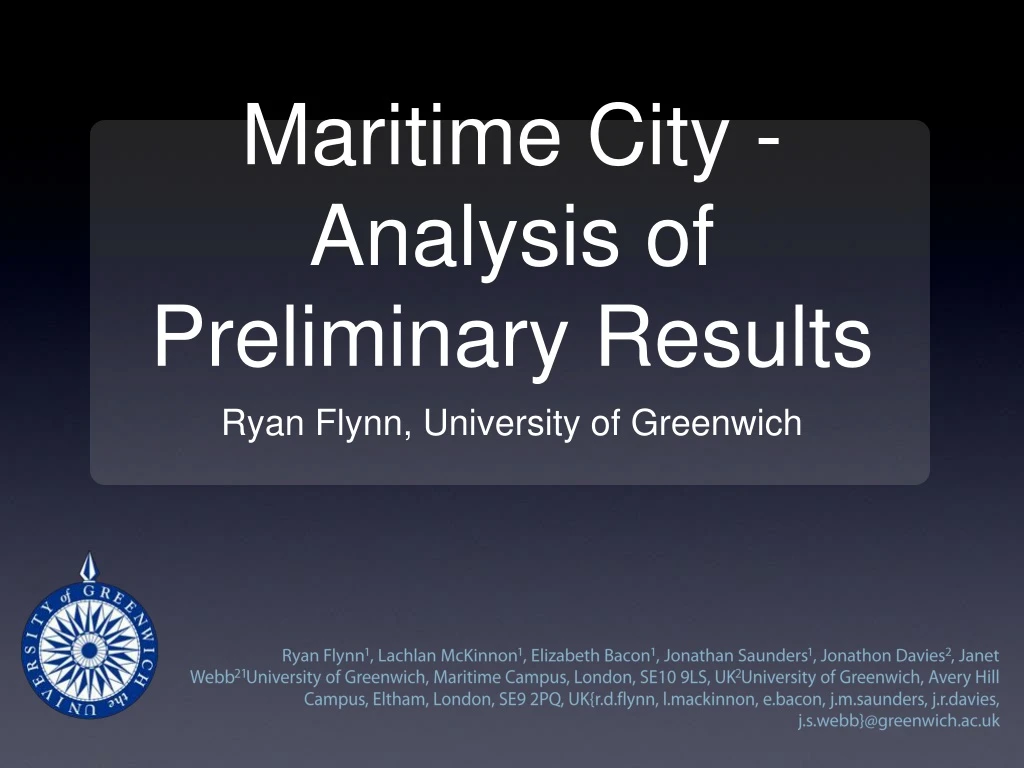 maritime city analysis of preliminary results